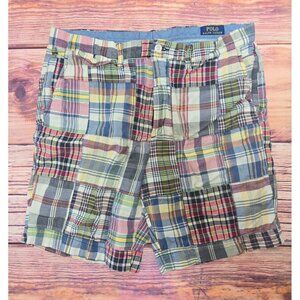Polo Ralph Lauren Mens Patchwork Plaid Shorts 35 Classic Fit Cotton Colorful